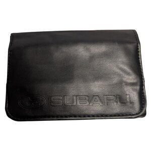Subaru Black Leather Car Manual Holder With Card Slots & Document Organizer